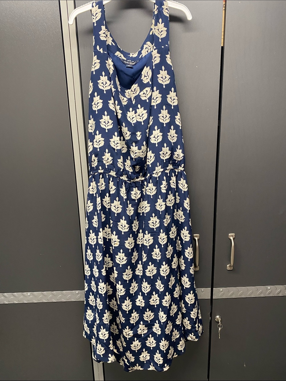 Lucky Brand Navy and Cream Floral Sleeveless Dress